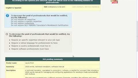 Posting a job using the ProZ.com job system