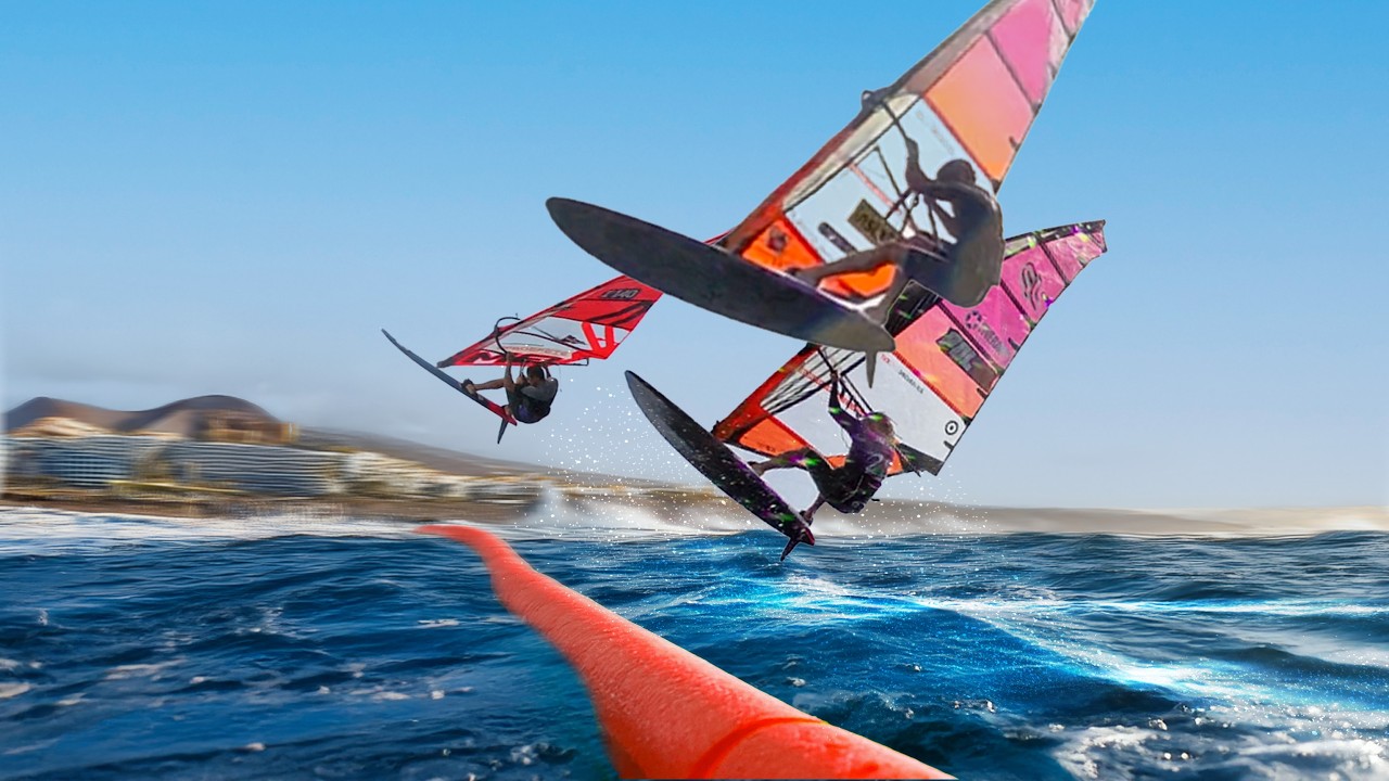 🤯 DID WE CRASH? - Highspeed Obstacle Windsurf Racing