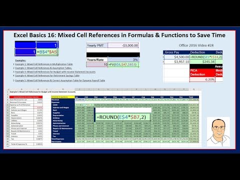 Excel Basics 16: Mixed Cell References #1 Trick to Creating Formulas Quickly!!!