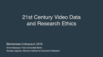 Blankensee Colloquium | Anne Nassauer: 21st Century Video Data  and Research Ethics
