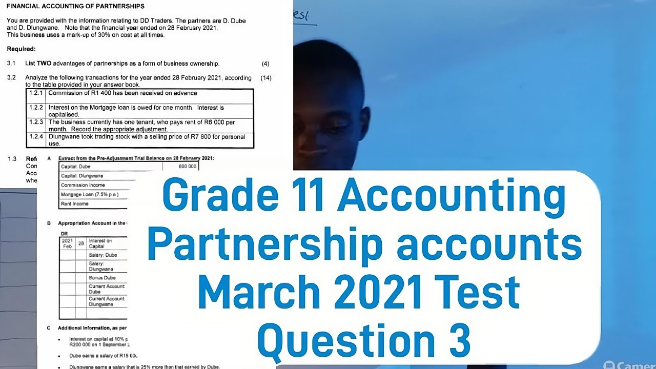 Grade 11 Accounting Term 2 | 2021 June Partnership Question 3 - YouTube