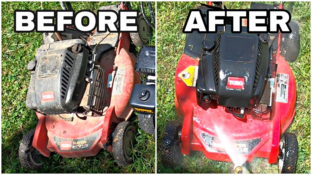Power Washing a Lawn Mower YouTube