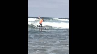 Brizz catching her first wave at Paskowitz Surf Camp 2015