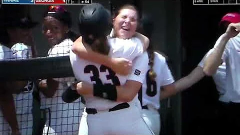 Georgia softball's Sara Mosley hits 3 run home run...
