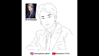 BTS JIMIN Fan artwork #2 (Using IBIS PAINT X) (Full Process) Outline only (2x Speed)
