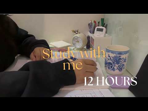 STUDY WITH ME LIVE | 12 hours 90/5 | pomodoro , soft rain 🌧️