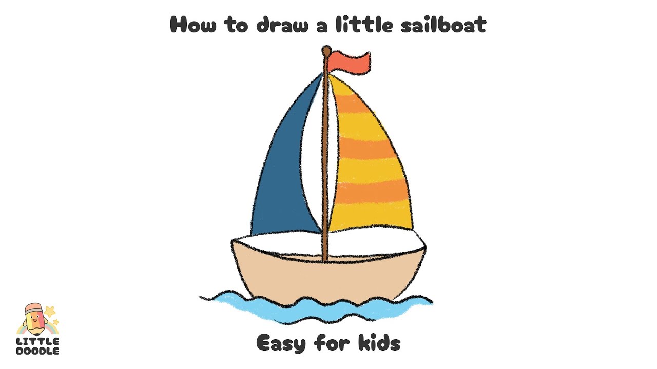 How to draw a little sailboat | Easy step-by-step for kids - YouTube