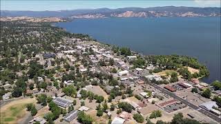 The city of Lakeport on Clearlake, California, drone video