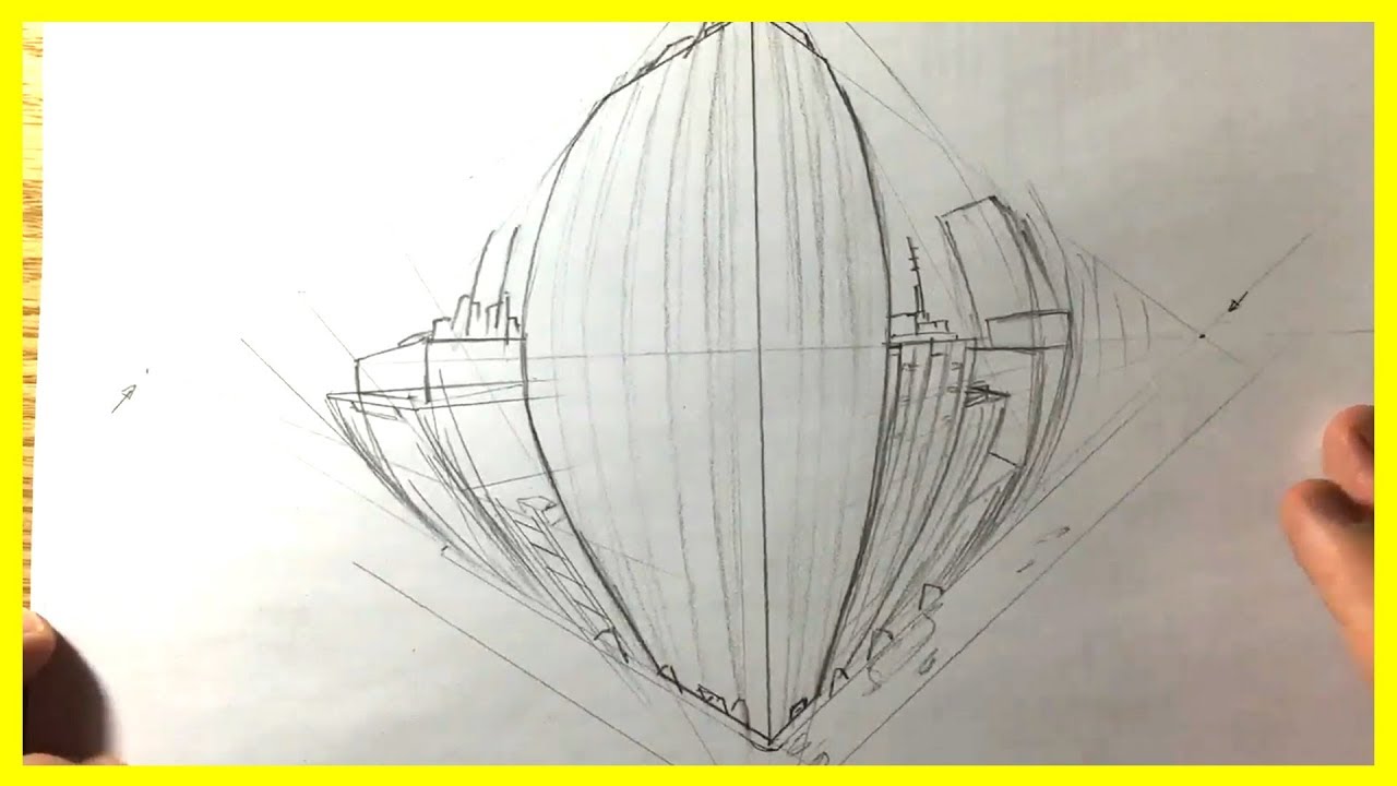 رسم المنظور من اربع نقاط زوال ( المنظور العجيب )