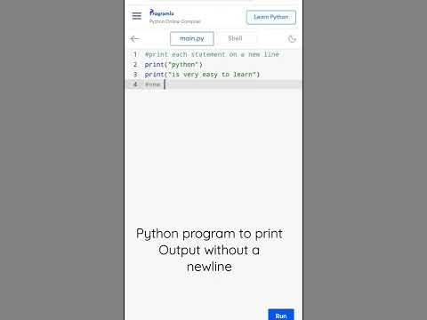 Python program to print Output without a newline #short #python - YouTube