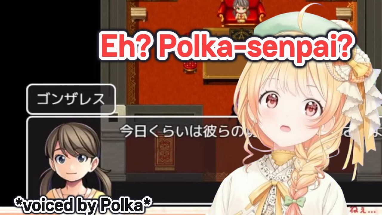 Kanade surprised knowing Polka voiced this character in a game she's playing