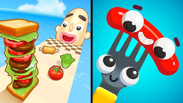 Sandwich Runner Vs Fork N Sausage 🥪🍜🍢🥞 Max All Levels Android iOS Gameplay Ep 339