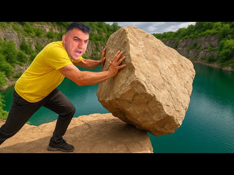 БУТНАХ ОГРОМЕН КАМЪК ВЪВ ВОДАТА