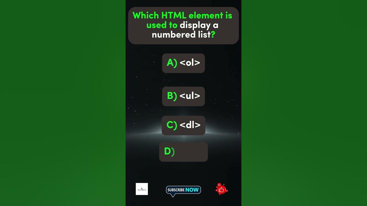 Html element is used to display a numbered list html interview