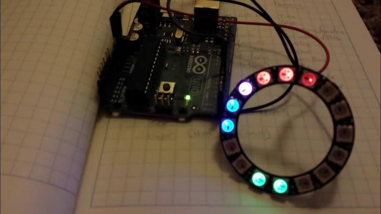 Arduino RGB LED Clock with adafruit neopixel ring - YouTube