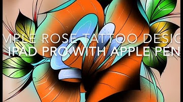 Simple Tattoo rose design on iPad Pro using Procreate.