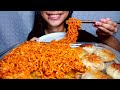 Asmr mukbang  samyang cheese spicy noodles and fried dumplings no talking  eating sounds