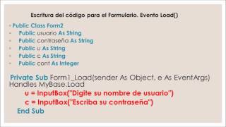 Como crear un usuario y una contraseña en Visual Basic 2012