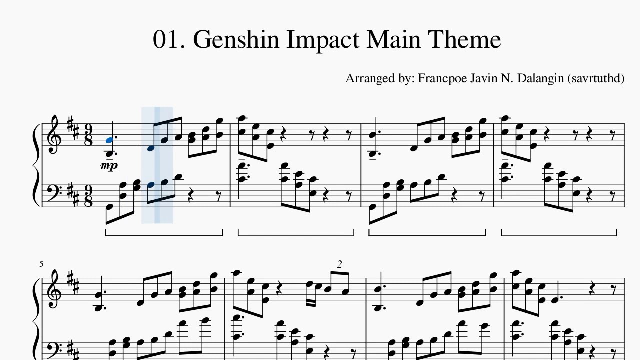 Genshin Impact Main Theme | Piano Sheet Music - YouTube