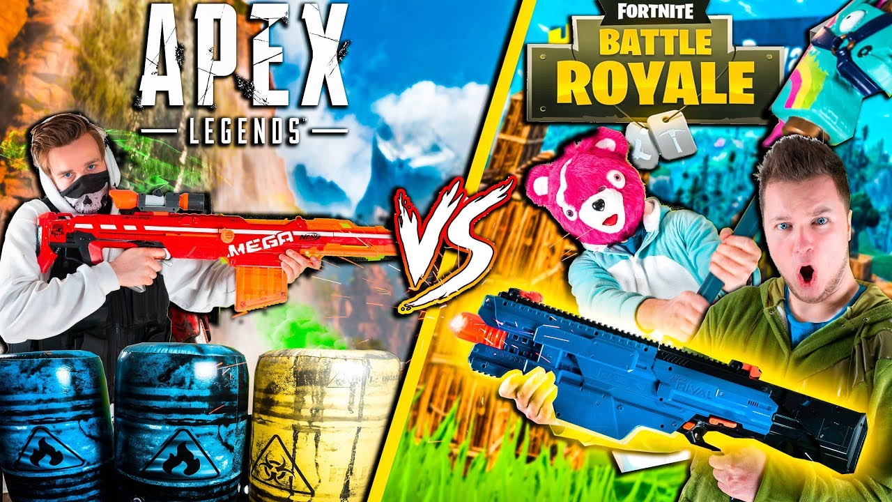 ⁣FORTNITE In Real Life Vs APEX Legends - Nerf War Challenge (Papa Jake)