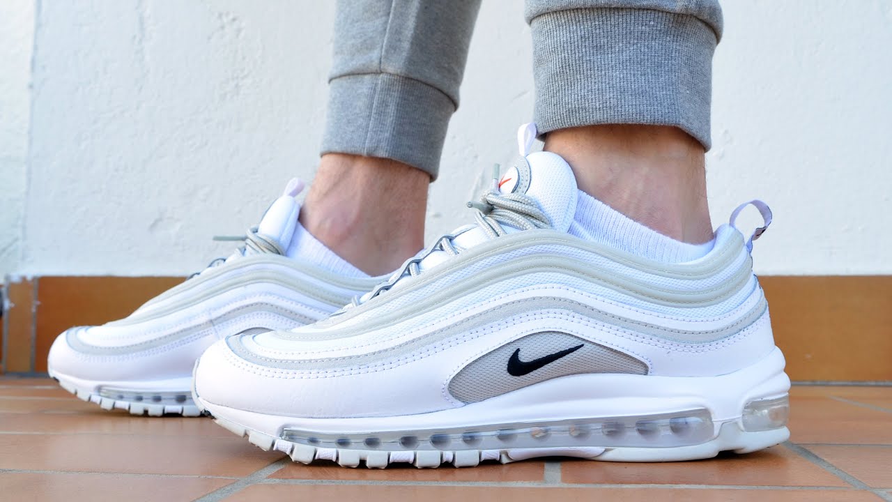 all white air max 97 on feet