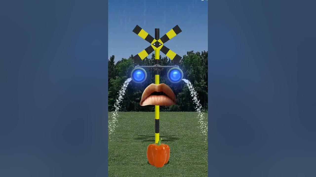 Capsicum 🫑 with railroad crossing signal 🚦 #shorts #trending #railroad