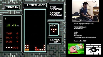 10 lines on killscreen PB (theoretical level 30)