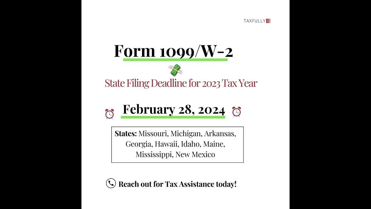 Form 1099 & w2 deadline Taxdeadlines YouTube