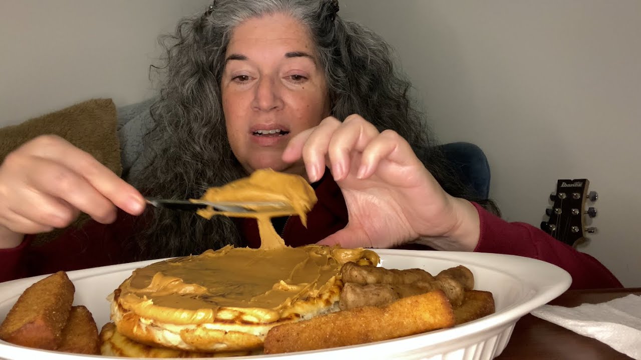 ASMR Eating Pancakes & Thick Peanut Butter Mukbang | Soft Spoken