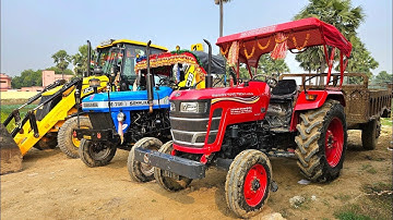 Mahindra 475 Di Tractor Fully Loaded with Red Mud Overturned with JCB 3dx | Jcb Video