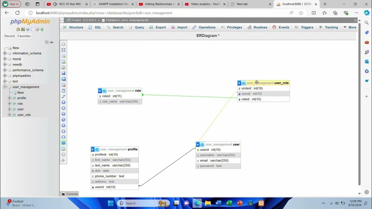 How to Add Relationships to Database Tables in phpMyAdmin - YouTube
