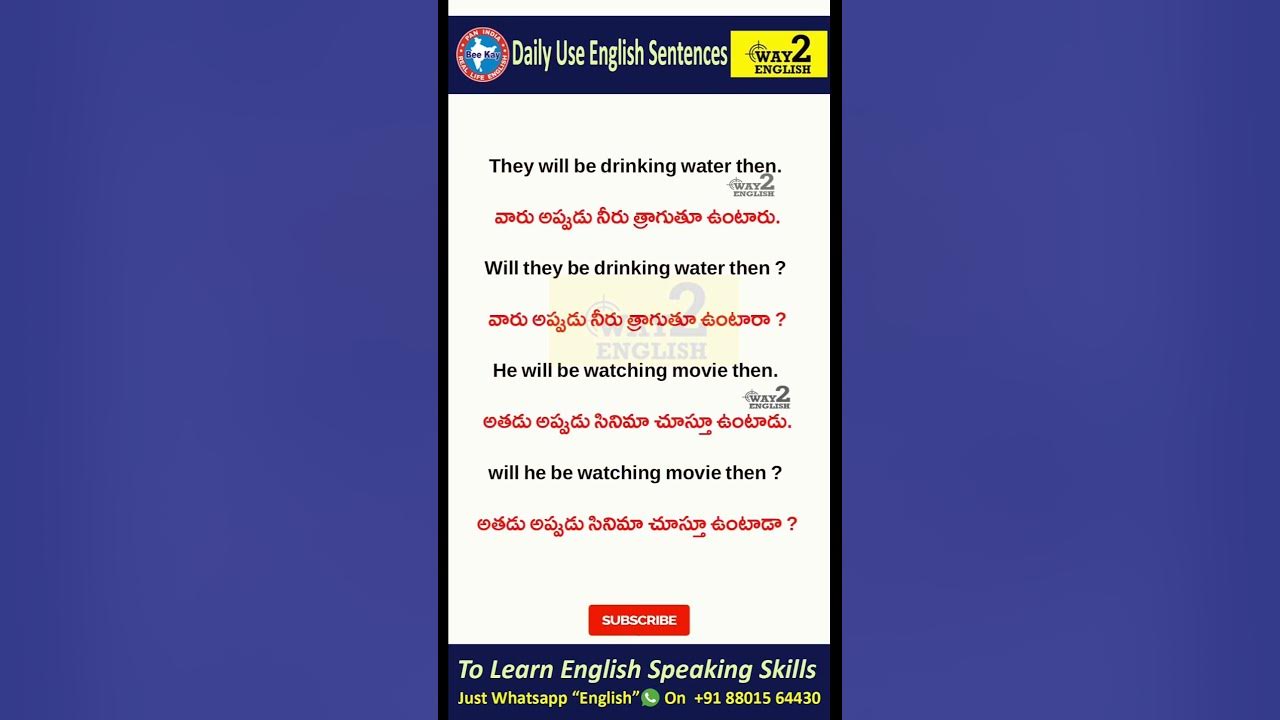 Spoken English in Telugu English in Telugu with Meaning Telugu