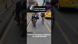 Ciclistas enfrentan y esquivan combi informal en ciclovía de Lima
