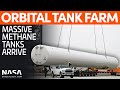 Large Methane Tanks Delivered to the Orbital Launch Site | SpaceX Boca Chica