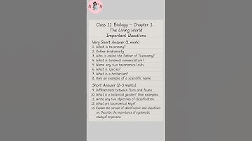 class 11 biology chapter1 the living world all important questions #mustdo #2025 #botany #neet #cuet