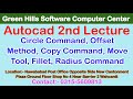 circle Command|offset method| copy|move tool| fillet|radius command used in autocad|ghs computer