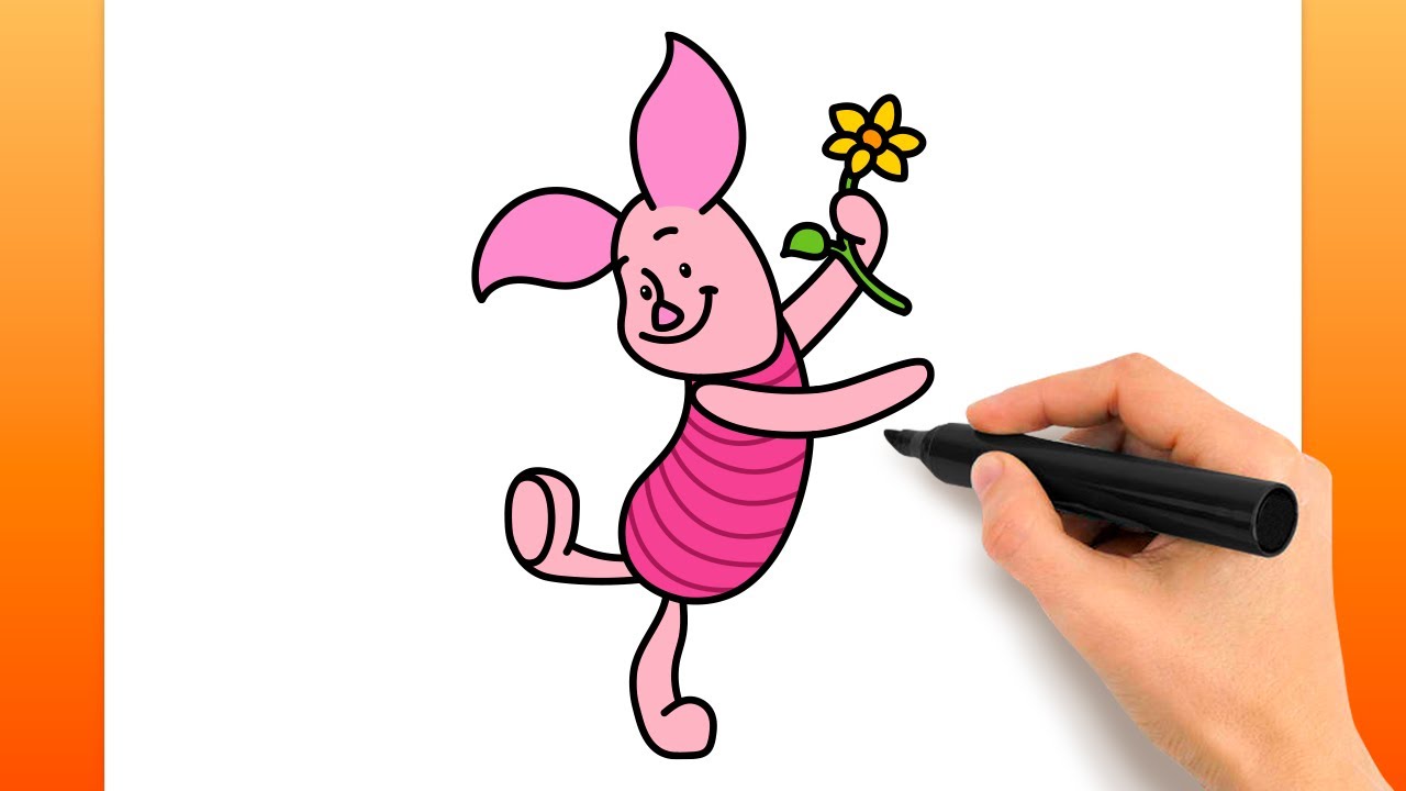 くまのプーさんのピグレットの描き方 (簡単な描画チュートリアル 