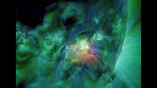 Solar Fireworks, 01/01/2014 New Year With Near X Class Solar Flare, AIA 131 hq x 3