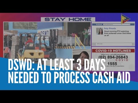 DSWD: At least 3 days needed to process P5,000 to P8,000 cash aid