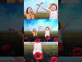 Painting a poppy field with acrylic paint