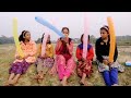 Outdoor fun with rocket balloon and learn colour