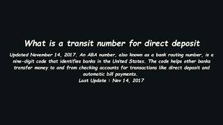 What is a transit number for direct deposit