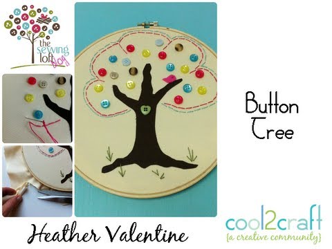 How to Make a Button Tree in Embroidery Hoop by Heather Valentine - YouTube