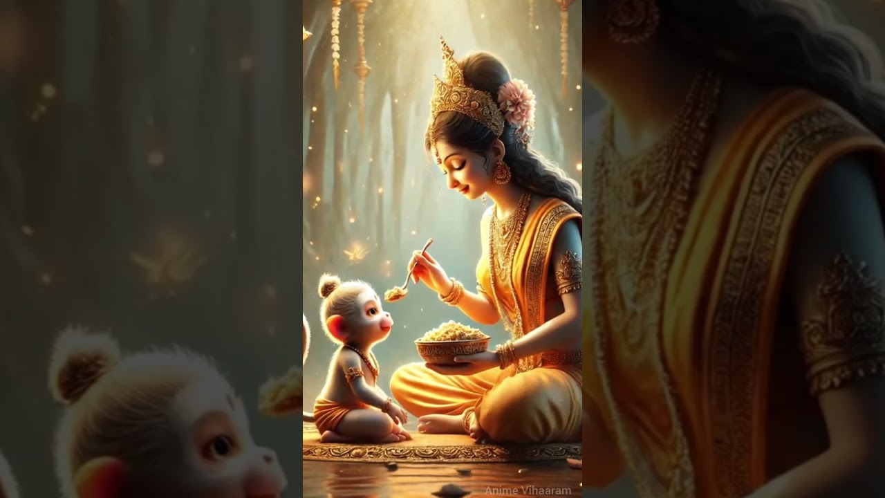 "Divine Moments: Anjana Devi’s Love for Lord Hanuman ❤️✨" 