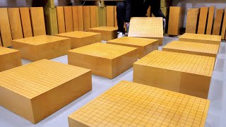 process of making a wooden checkerboard. Korean Go board that requires a long time of 10 years