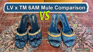 LV x TM 6AM Mule comparison real vs fake