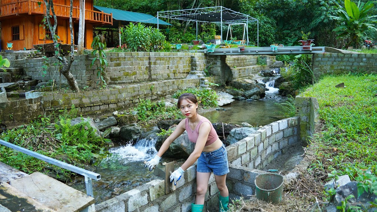 build a fish pond p2, build a house in the forest - 3 years living in ...