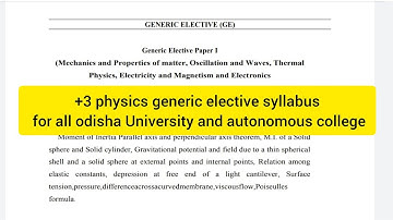 +3 physics generic elective syllabus for all odisha University and autonomous college ||GE- physics