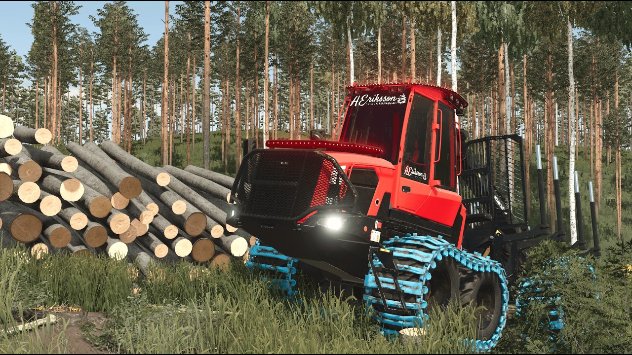 Driving with Komatsu 855 in the forest