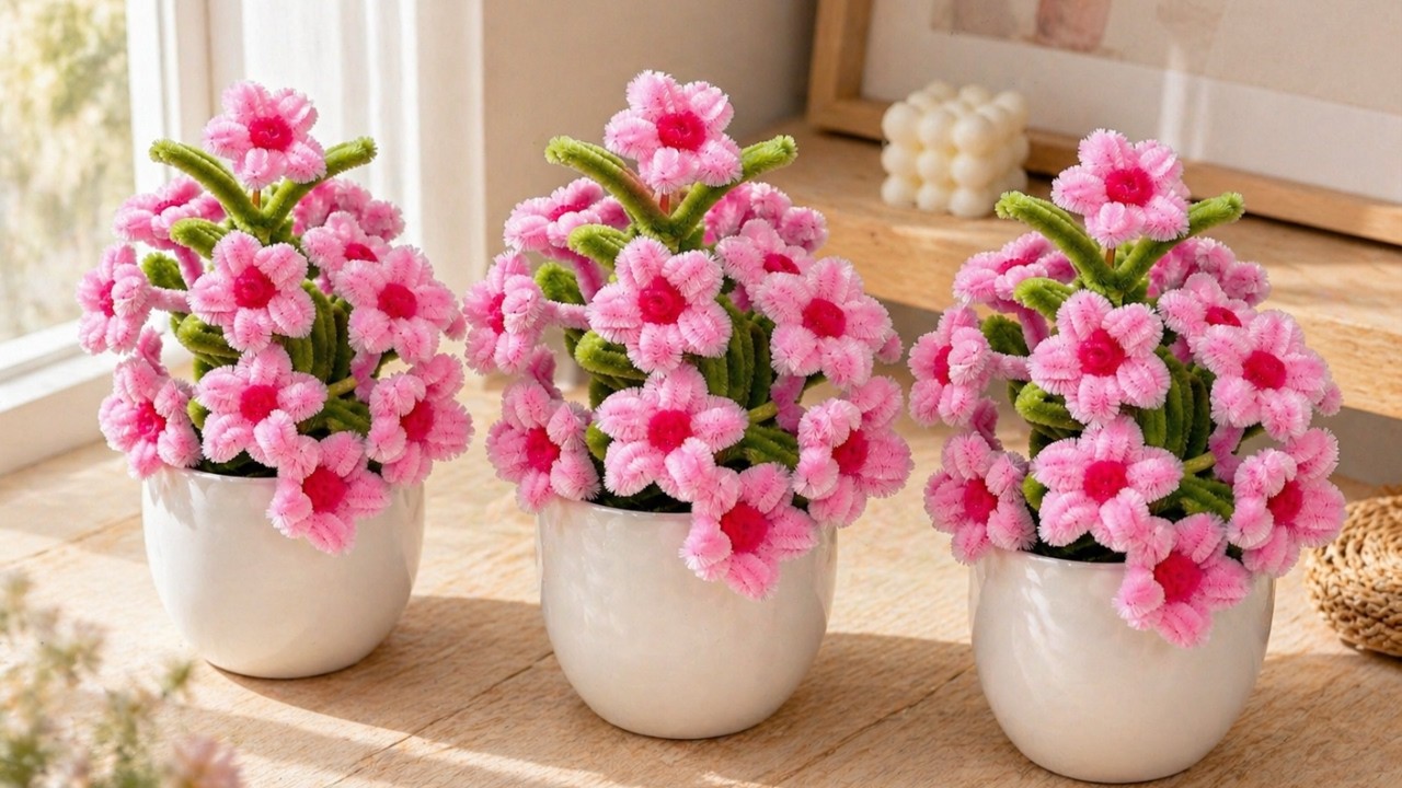 モールで作るシンプルな小さな花の鉢植え🌸 - YouTube
